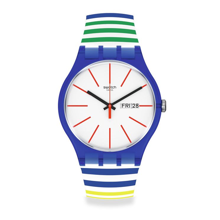Swatch Home Stripe Home Unisex Silicone Strap Watch