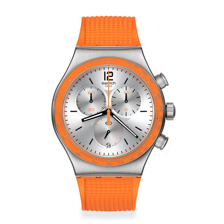 Swatch Hyperbrights Chronograph Orange Rubber Strap Watch