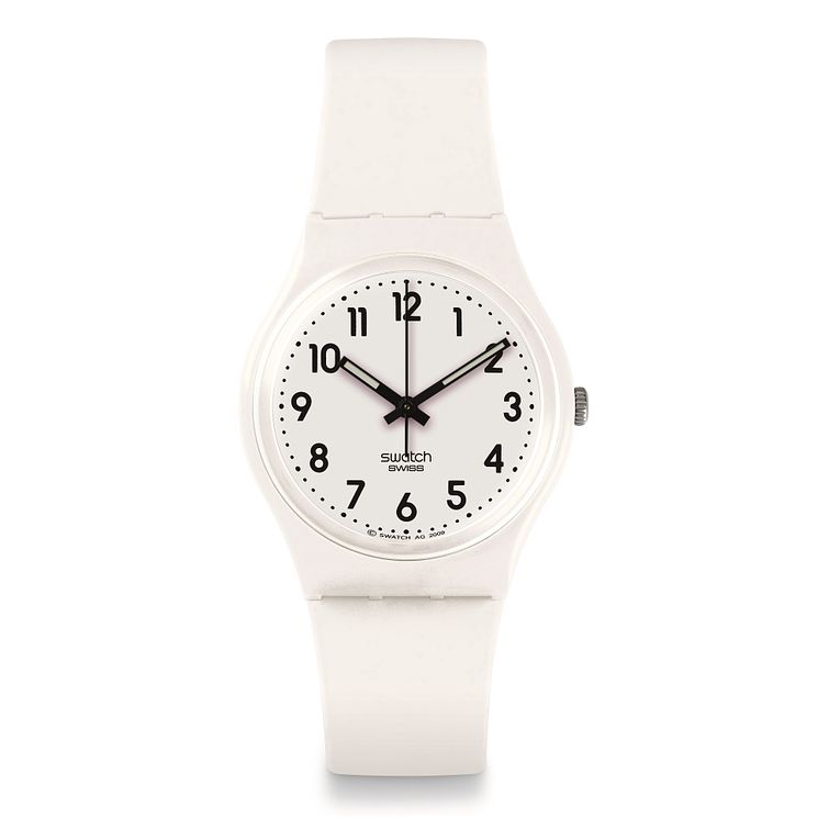 Swatch Just White Soft White Silicone Strap Watch