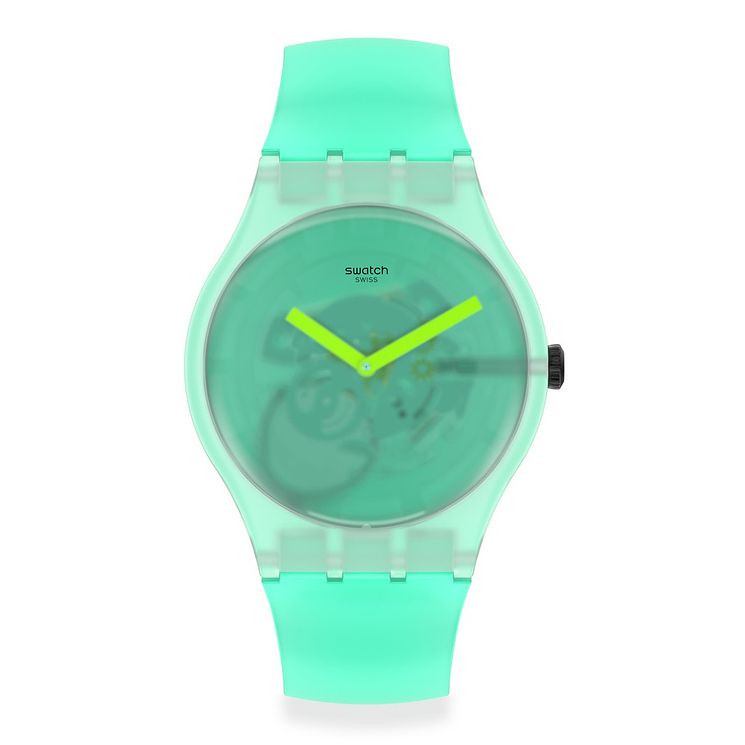 Swatch Nature Blur Green Silicone Strap Watch