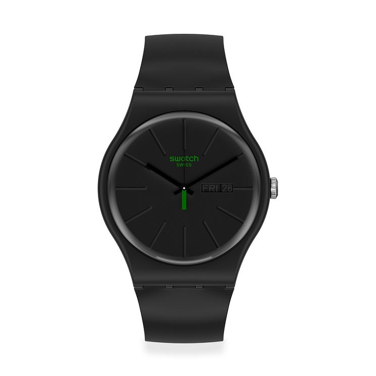 Swatch Neuzeit Unisex Black Silicone Strap Watch