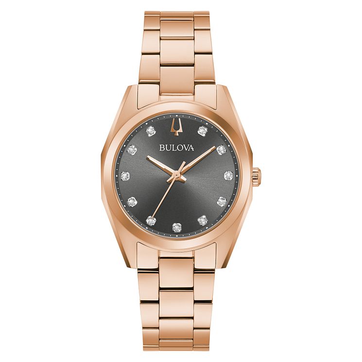 Bulova Classic Surveyor Ladies Rose Gold Tone Watch