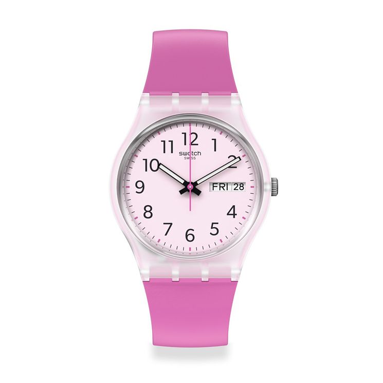 Swatch Rinse Repeat Pink Ladies Silicone Strap Watch