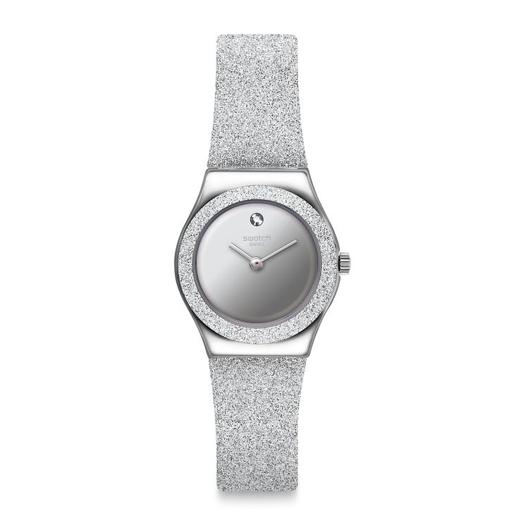 Swatch Sideral Grey Unisex Silver Glitter Strap Watch