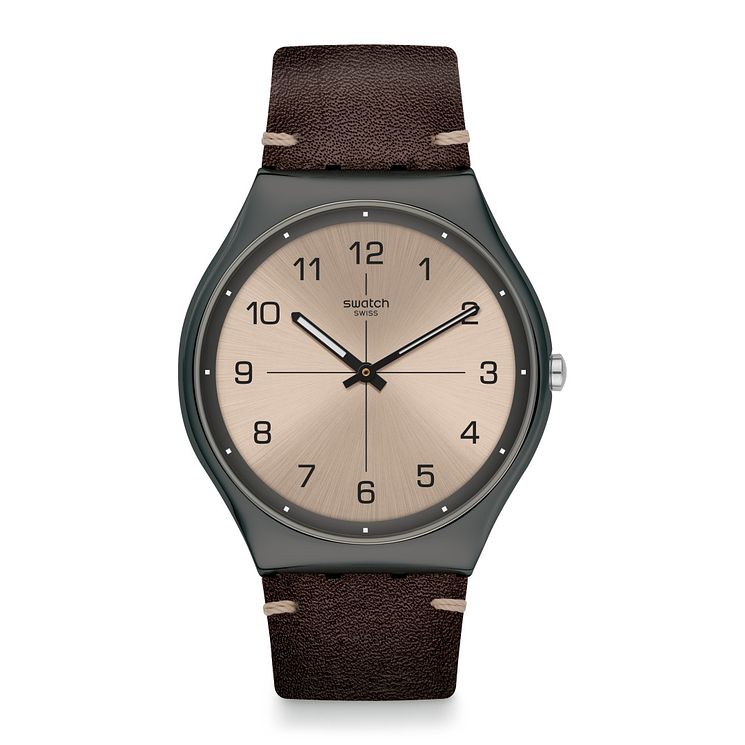 Swatch Time To Trovalize Unisex Brown Leather Strap Watch