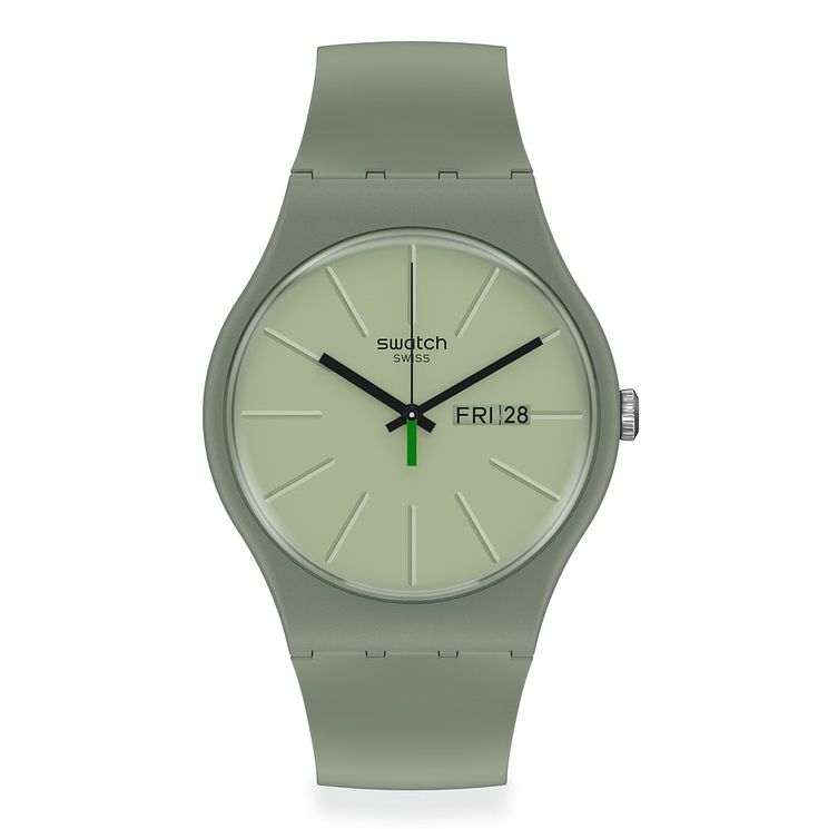 Swatch We In The Khaki Now Green Silicone Strap Watch