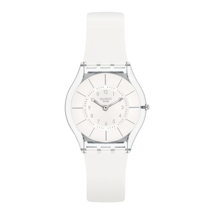 Swatch White Classiness Unisex White Silicone Strap Watch