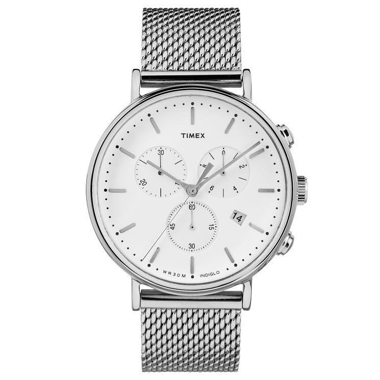 Timex Mens Fairfield Chronograph Silver Mesh Bracelet Watch