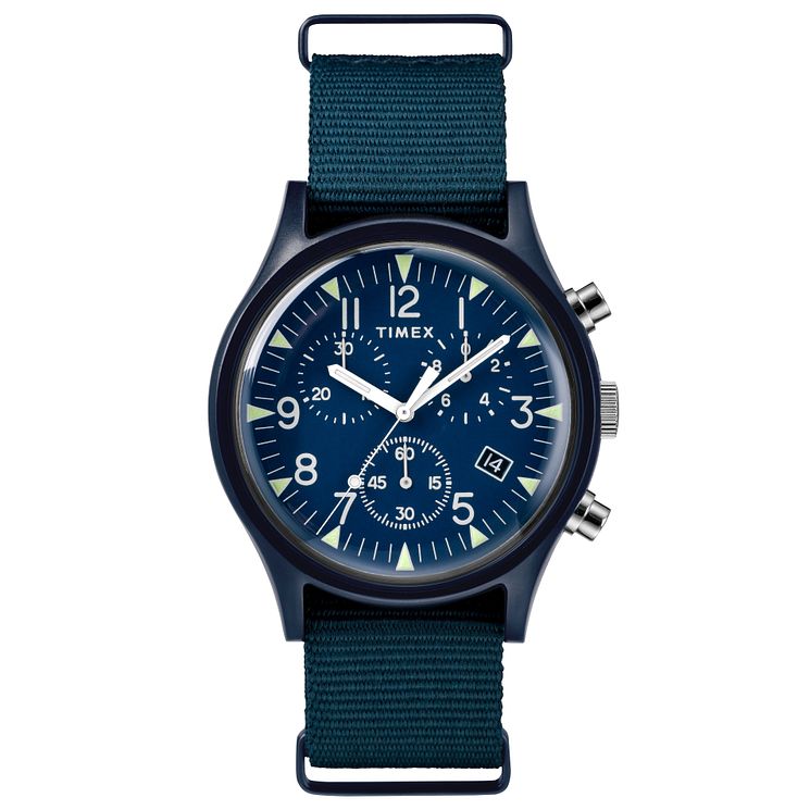 Timex Mk1 Chronograph Mens Blue Fabric Watch