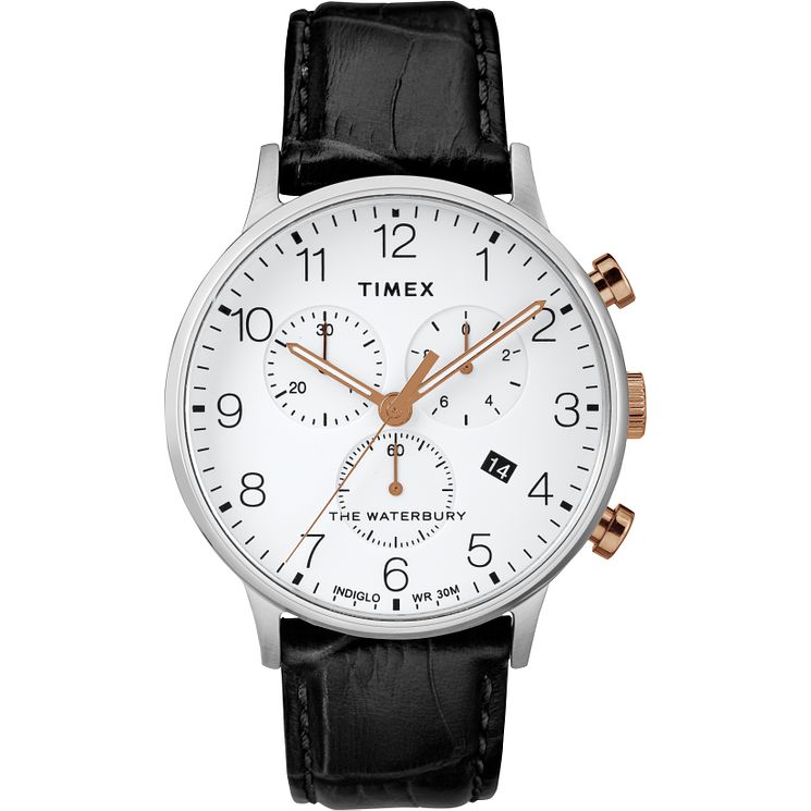 Timex Waterbury Classic Mens Black Leather Strap Watch