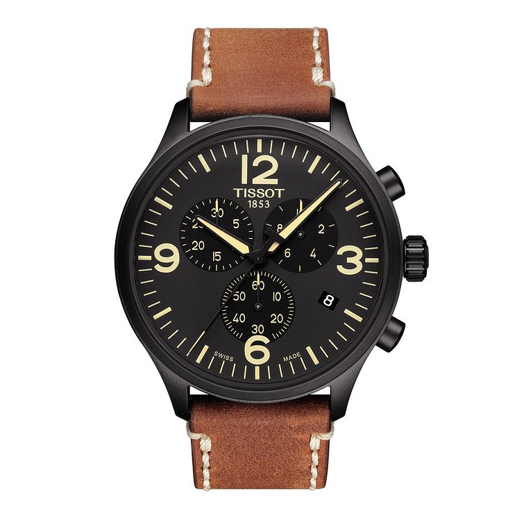 Tissot Chrono Xl Mens Brown Leather Strap Watch