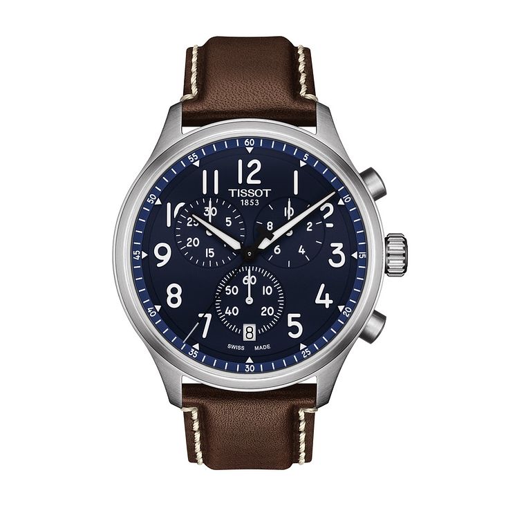 Tissot Chronograph Xl Vintage Brown Leather Strap Watch