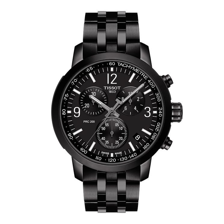 Tissot Prc 200 Chronograph Black Ip Bracelet Watch