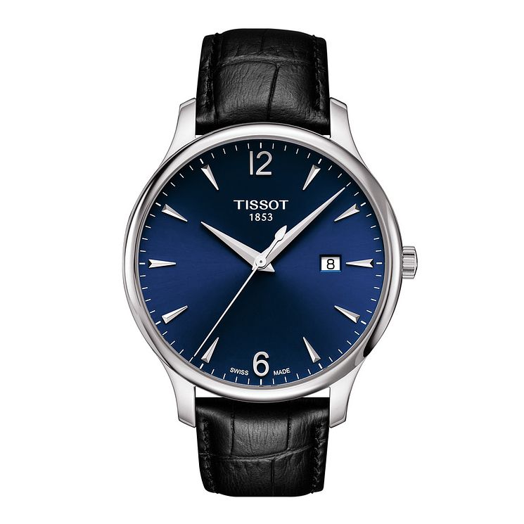 Tissot Tradition Mens Black Leather Strap Watch
