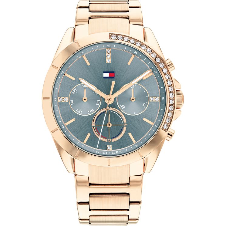 Tommy Hilfiger Crystal Ladies Rose Gold Tone Bracelet Watch