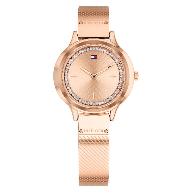 Tommy Hilfiger Ladies Rose Gold Ion Plated Bangle Watch