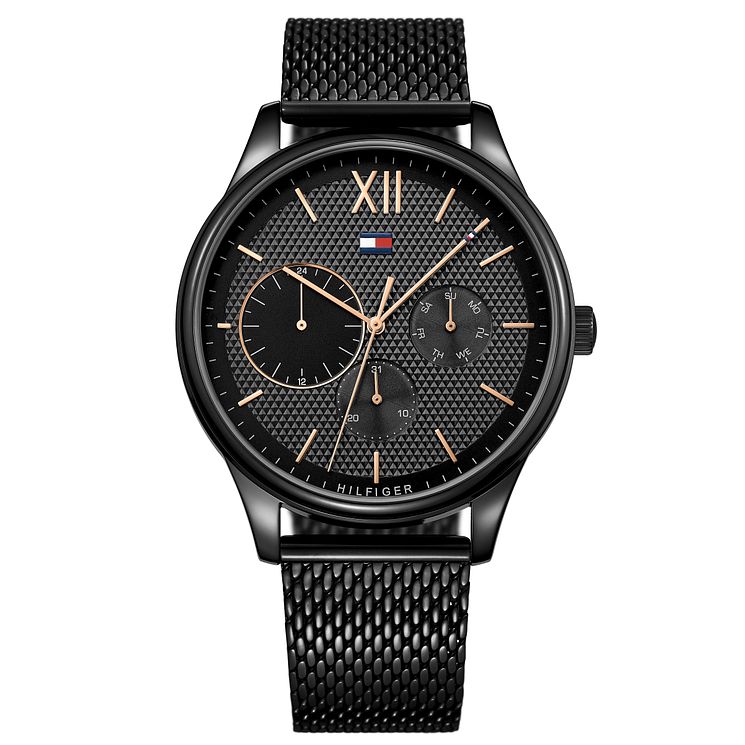 Tommy Hilfiger Mens Black Ip Mesh Bracelet Watch