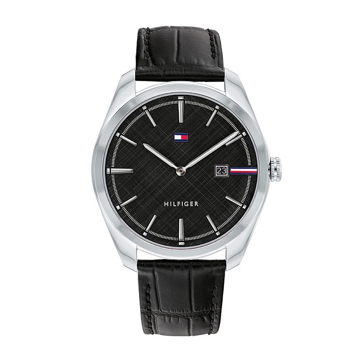 Tommy Hilfiger Mens Black Leather Strap Watch