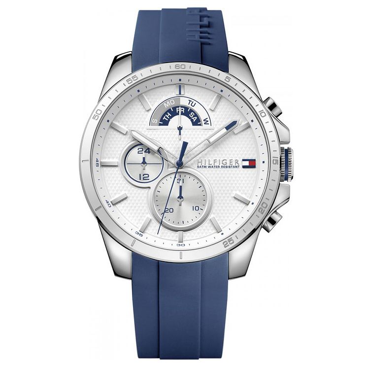 Tommy Hilfiger Mens Blue Silicone Strap Watch