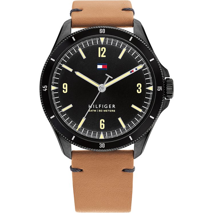 Tommy Hilfiger Mens Brown Leather Strap Watch