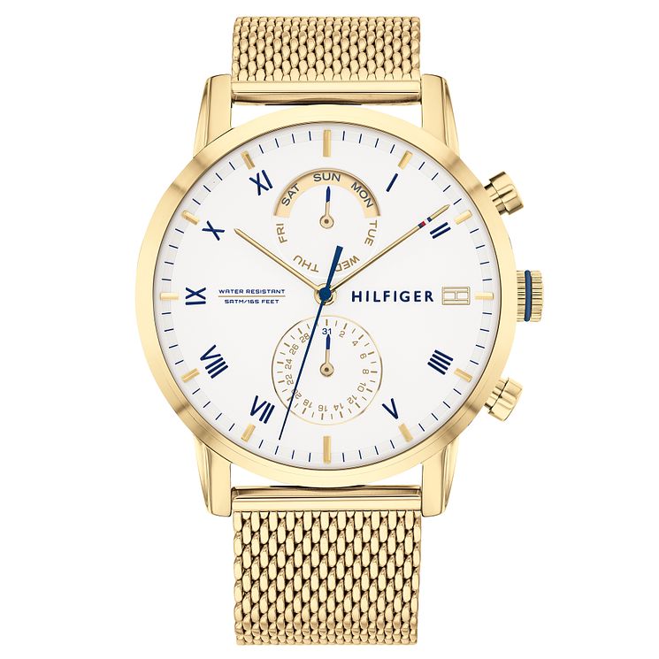 Tommy Hilfiger Mens Gold Ip Mesh Bracelet Watch