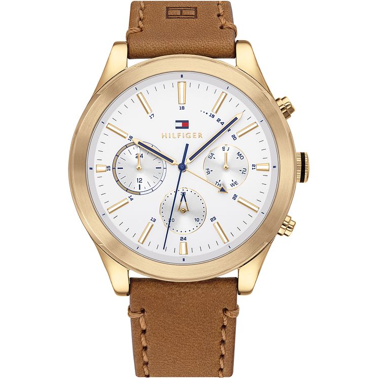 Tommy Hilfiger Mens Tan Leather Strap Watch