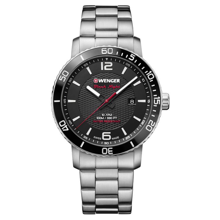 Wenger Roadster Black Night Mens Steel Bracelet Watch
