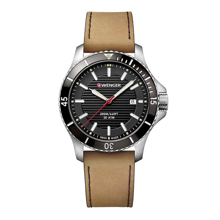 Wenger Seaforce Mens Light Brown Leather Strap Watch