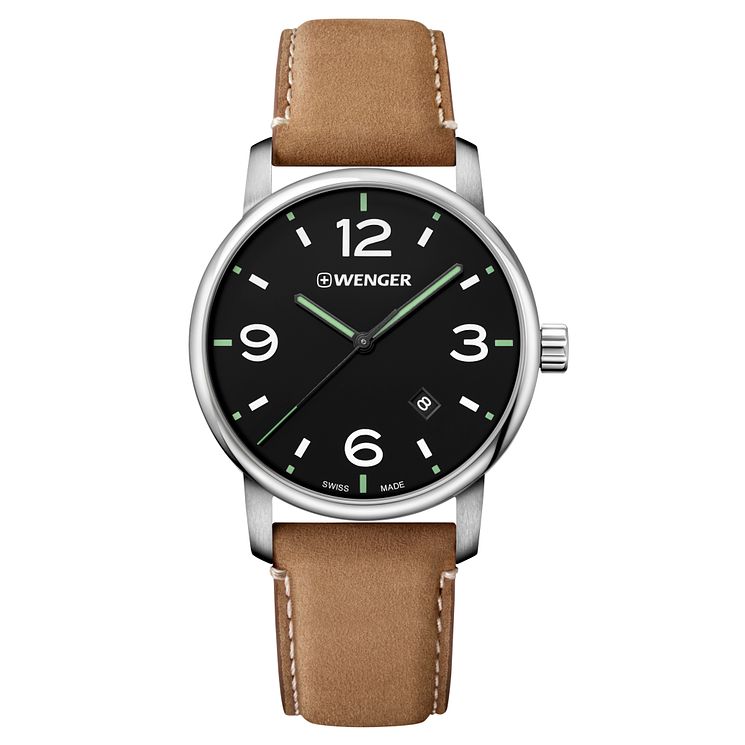 Wenger Urban Metropolitan Mens Brown Leather Strap Watch