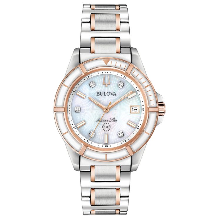 Bulova Marine Star Ladies Two Tone Bracelet Watch