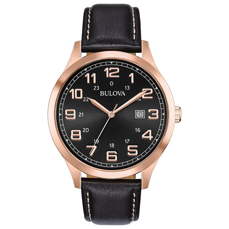 Bulova Mens Classic Brown Leather Strap Watch