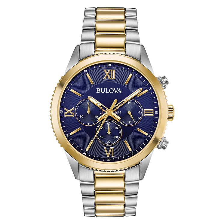 Bulova Mens Two Tone Stainless Steel Bracelet Watch
