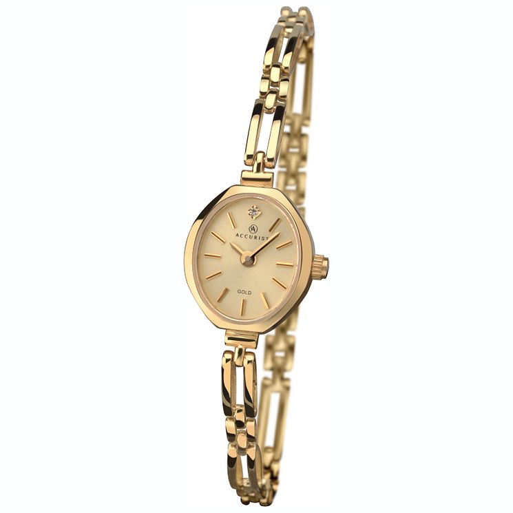 Accurist 9ct Gold Oval Champagne Dial Bracelet Watch