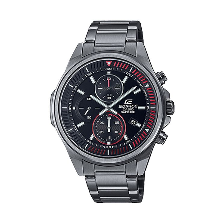 Casio Edifice Chrono Mens Grey Ip Bracelet Watch