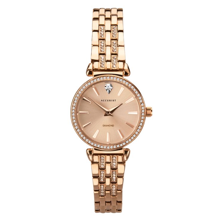 Accurist Dress Ladies Rose Gold Tone Brass Bracelet Watch