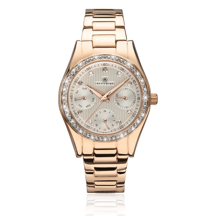 Accurist Ladies Crystal Rose-gold Tone Bracelet Watch