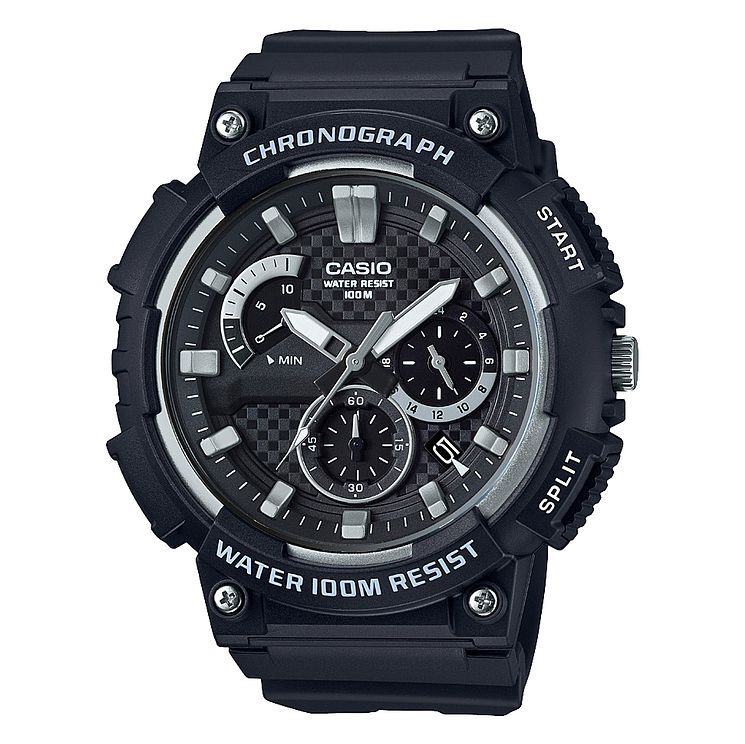 Casio Mens Black Resin Strap Chronograph Watch
