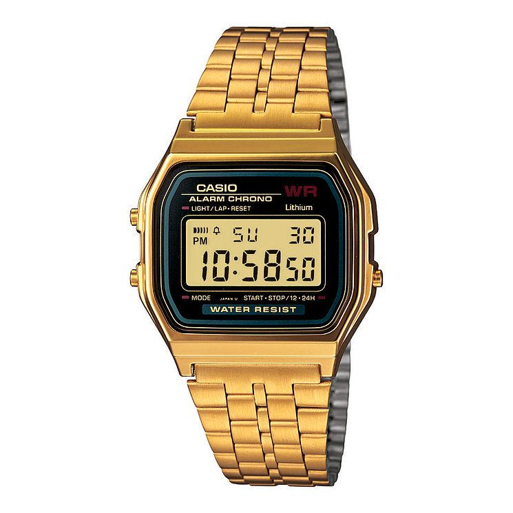 Casio Vintage Mens Yellow Gold Tone Digital Watch