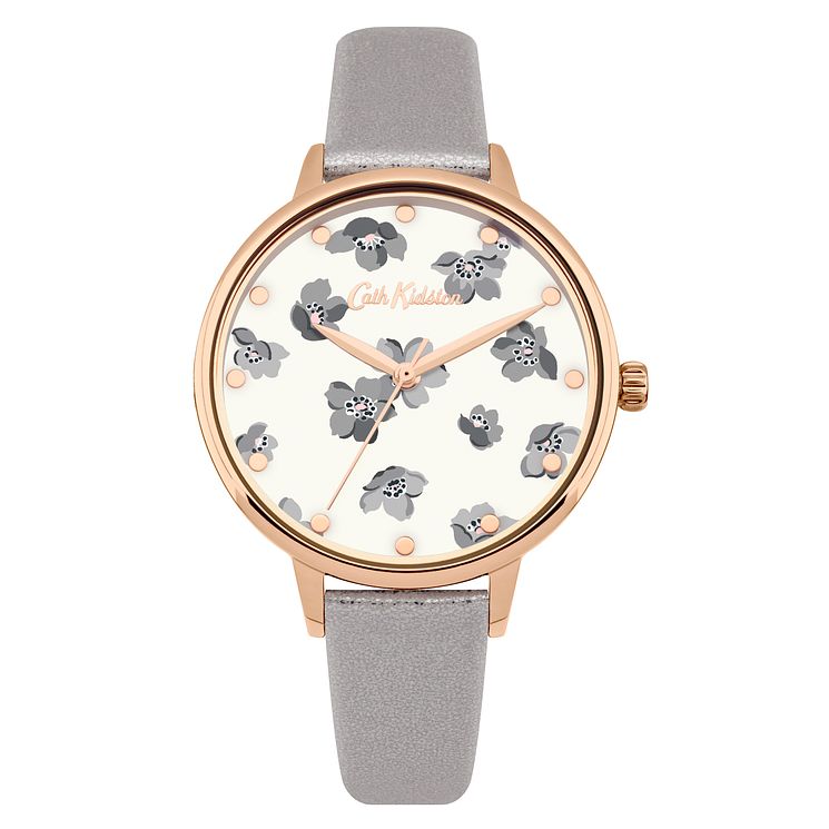Cath Kidston Grove Ditsy Ladies Grey Leather Strap Watch