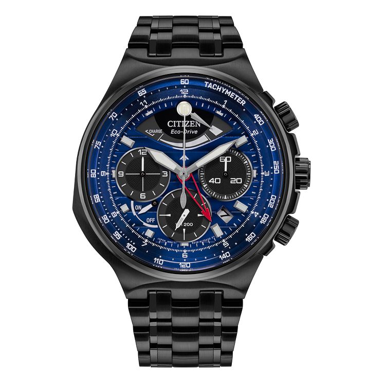 Citizen Chronograph Mens Black Ion Plated Bracelet Watch