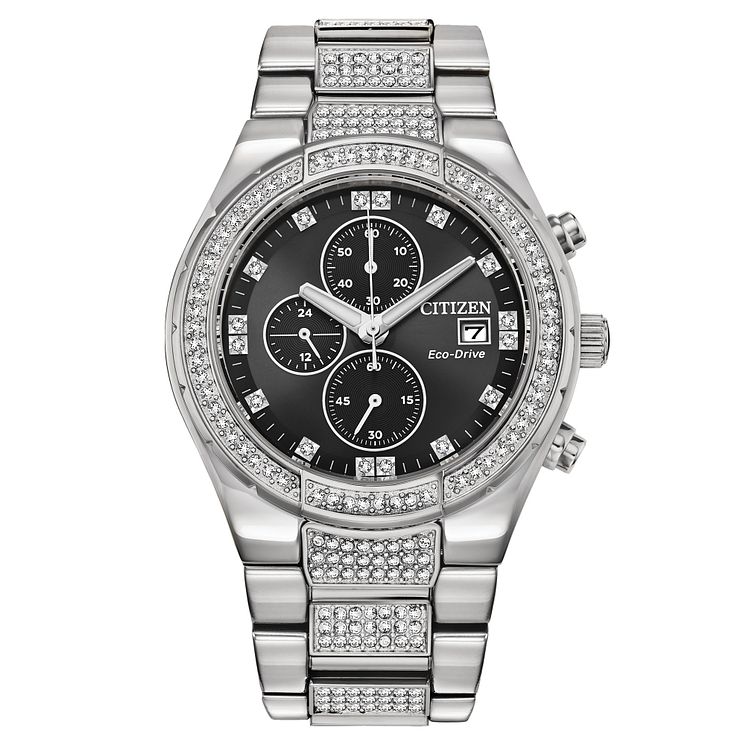 Citizen Crystal Mens Stainless Steel Bracelet Watch