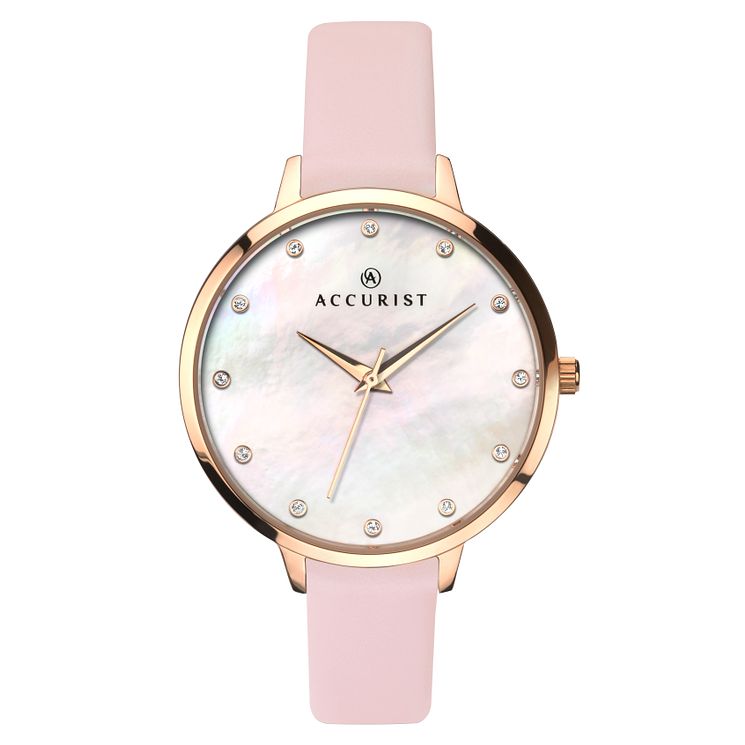 Accurist Ladies Pink Leather Strap Watch