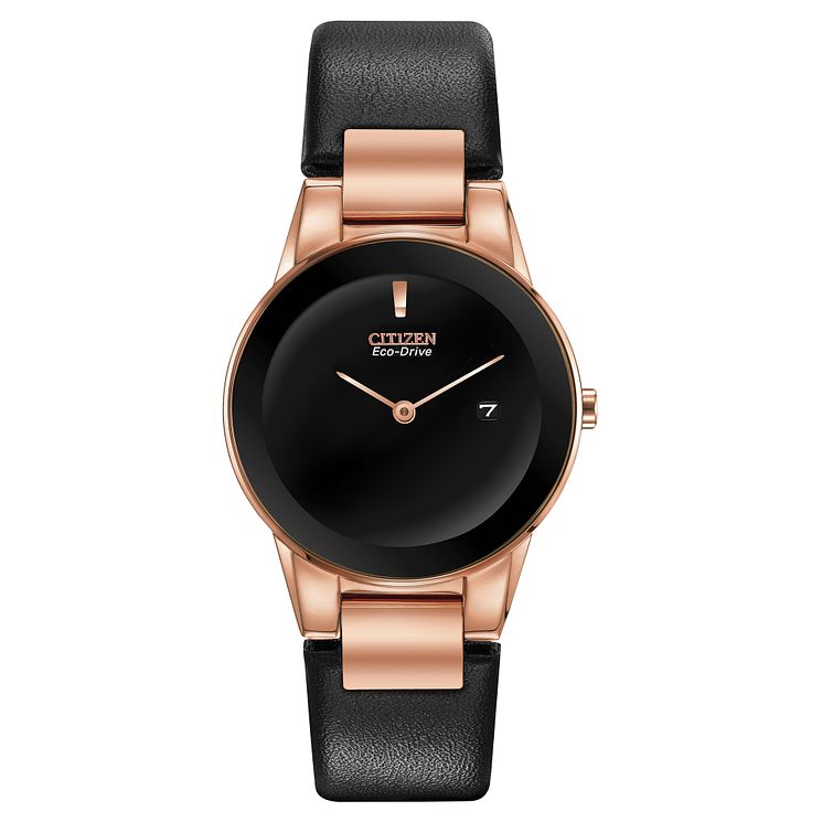 Citizen Eco-drive Axiom Ladies Black Leather Strap Watch