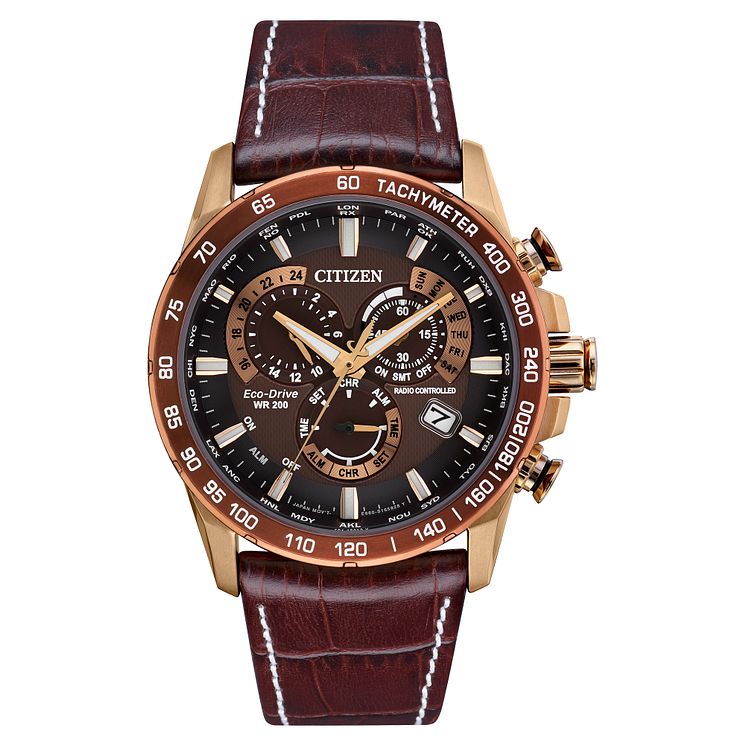 Citizen Eco-drive Mens Perpetual Leather Strap Watch