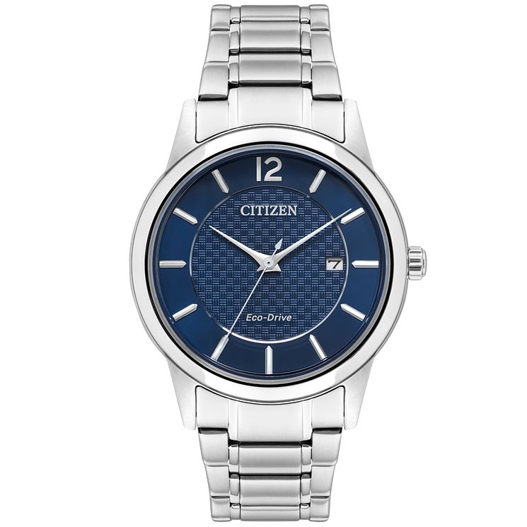 Citizen Eco-drive Mens Stainless Steel Blue Dial Watch