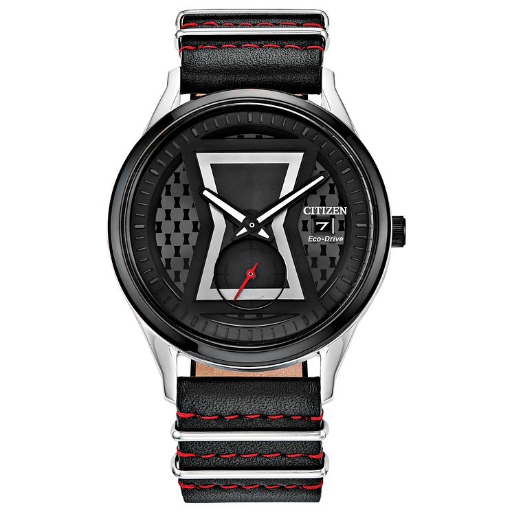 Citizen Marvel Black Widow Black Leather Strap Watch