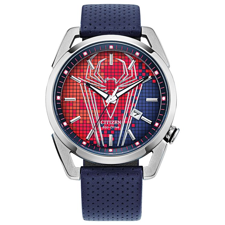 Citizen Marvel Spider-man Black Leather Strap Watch