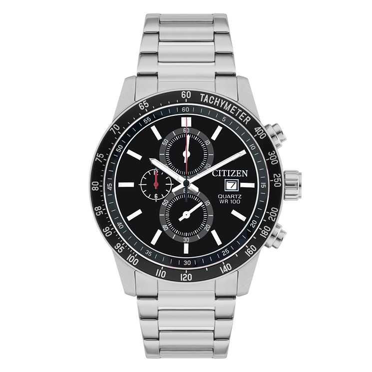 Citizen Mens Black Dial Chronograph Bracelet Watch