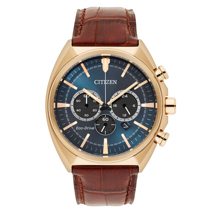 Citizen Mens Brown Leather Strap Watch