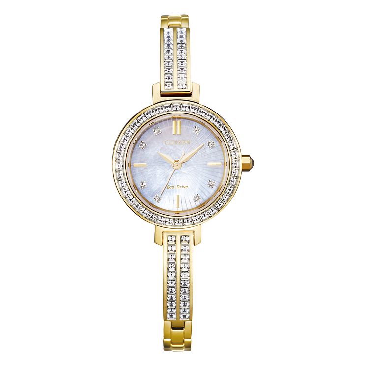 Citizen Silhouette Crystal Yellow Gold Tone Bracelet Watch
